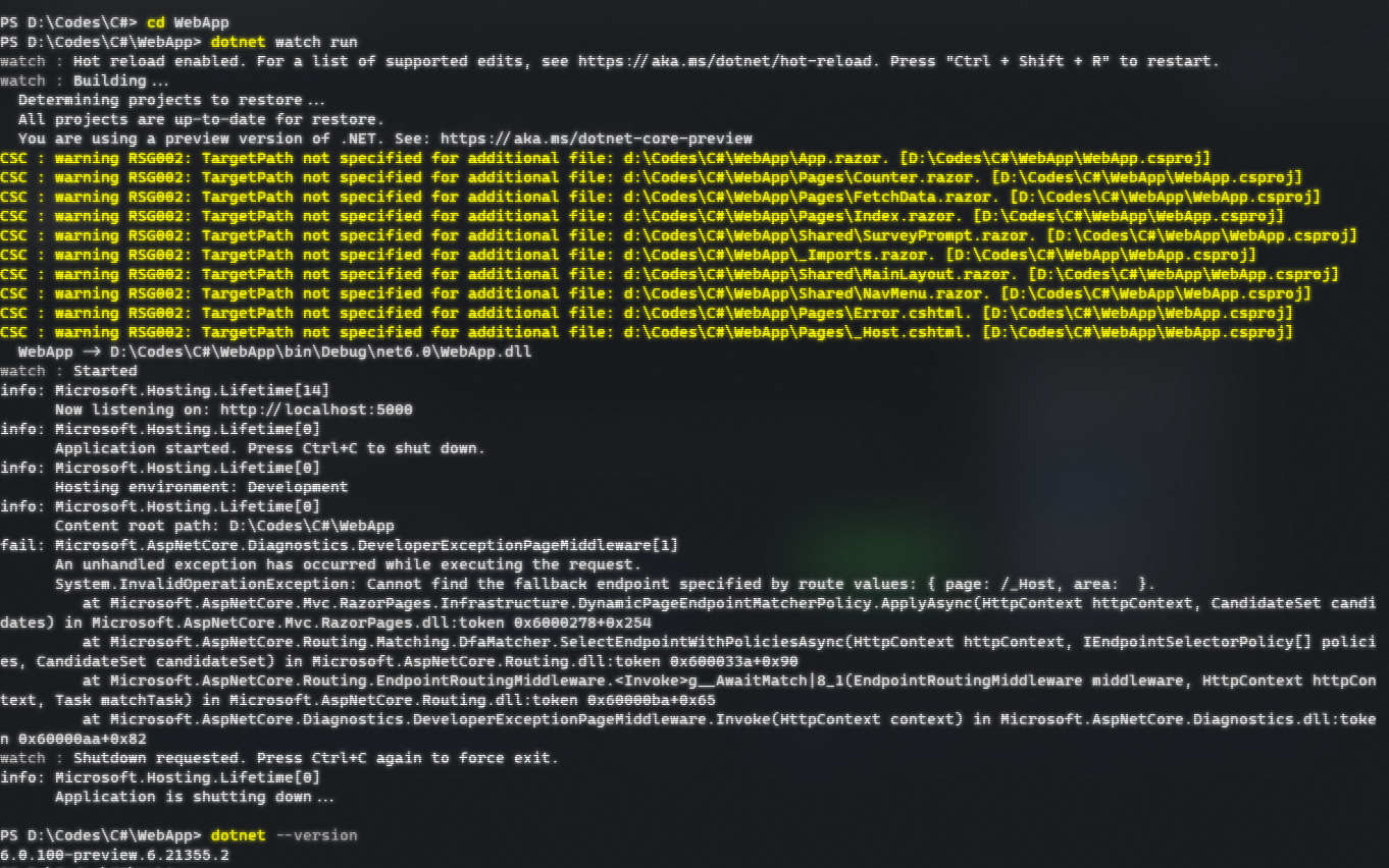 New Blazor Server App has issues on .NET 6 Preview. · Issue #34727 ...