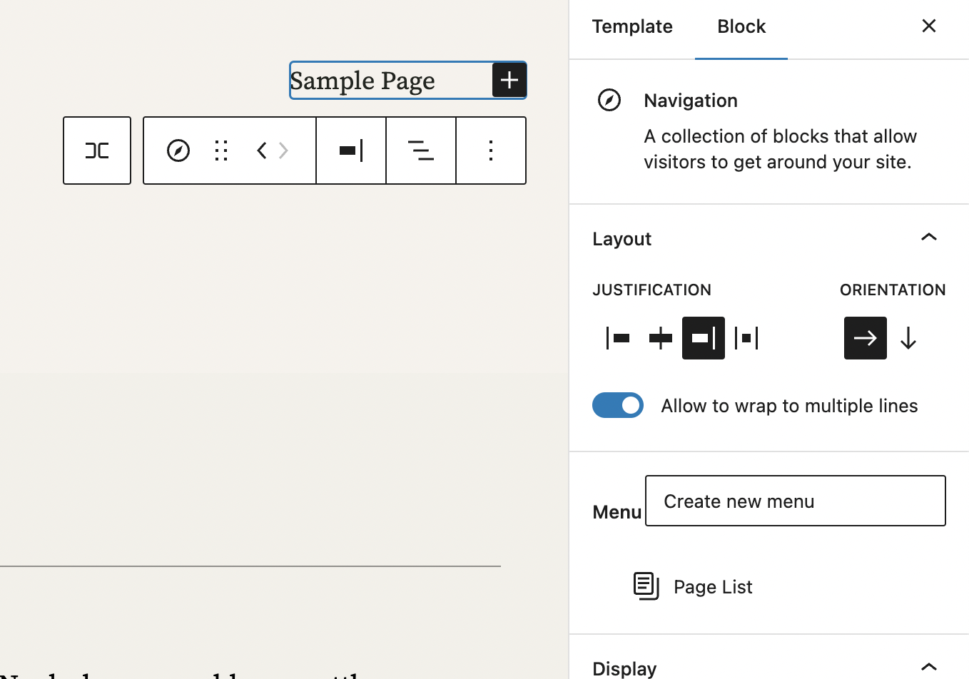 Navigation block: list based editing 