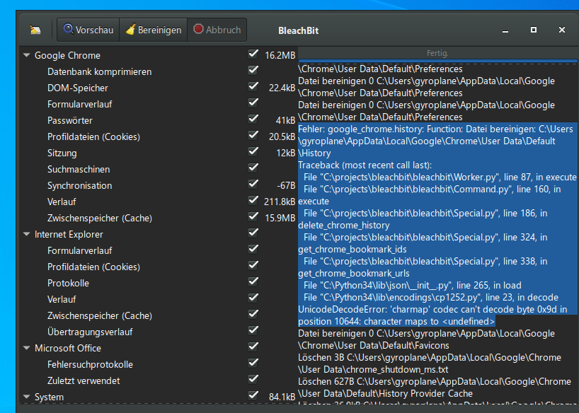 UnicodeDecodeError on chrome history cleaning, v 4.0.0. · Issue 877