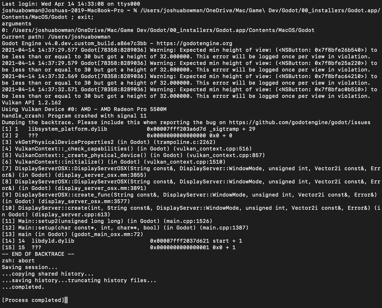 [MacOS] GD v4.0 Crash on startup · Issue #47877 · godotengine/godot ...