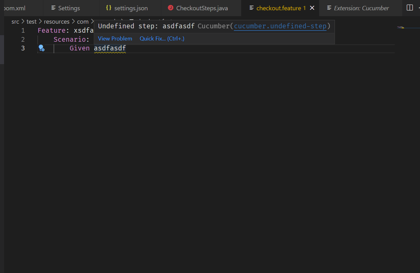 Autocomplete not working with RegExp step definitions · Issue #60 ...