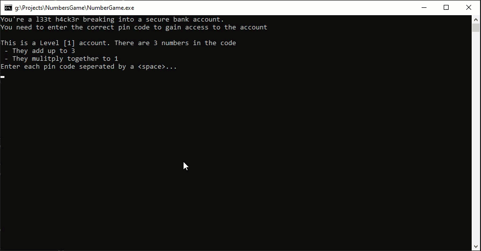 GitHub - charltona/NumbersGame: Quick number-based cli game in C++.