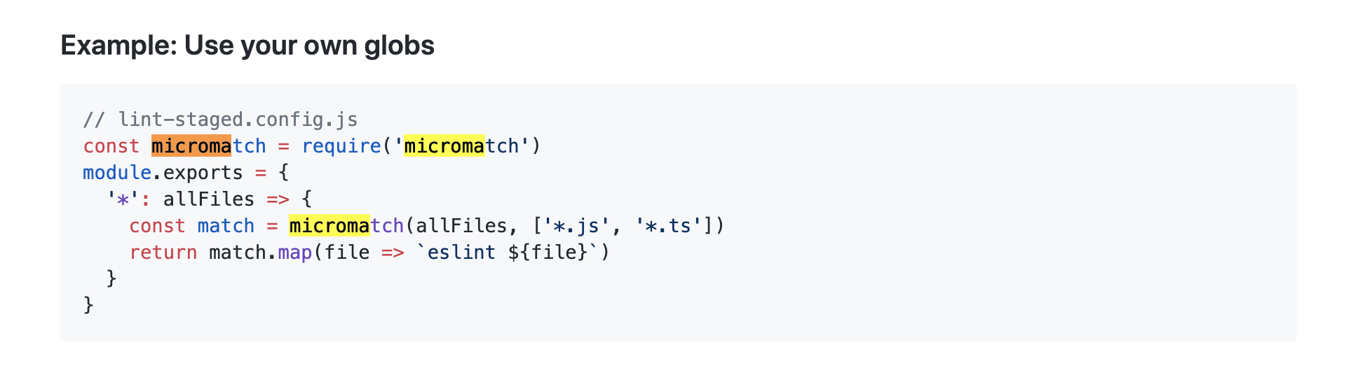 The use your own glob example is really slow examples should not