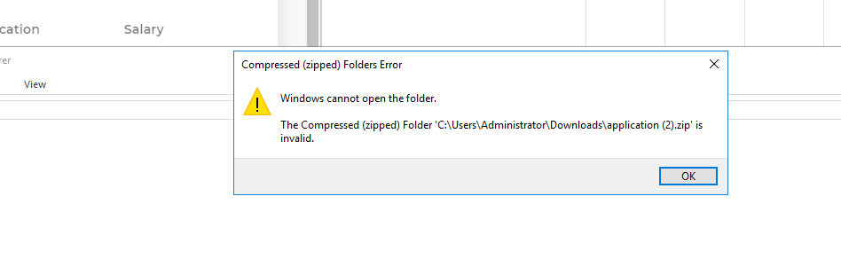 compressed (zipped) folders error