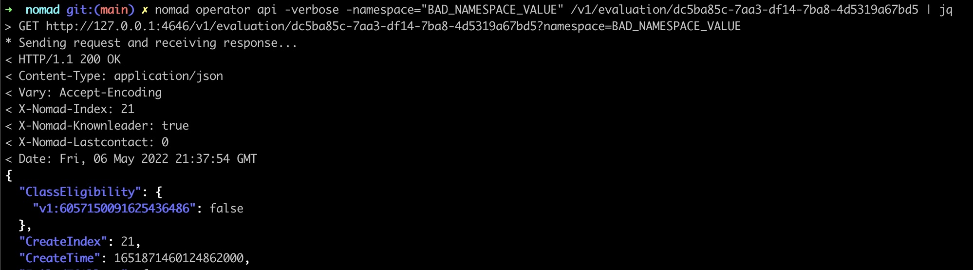 GET Eval with bad Namespace