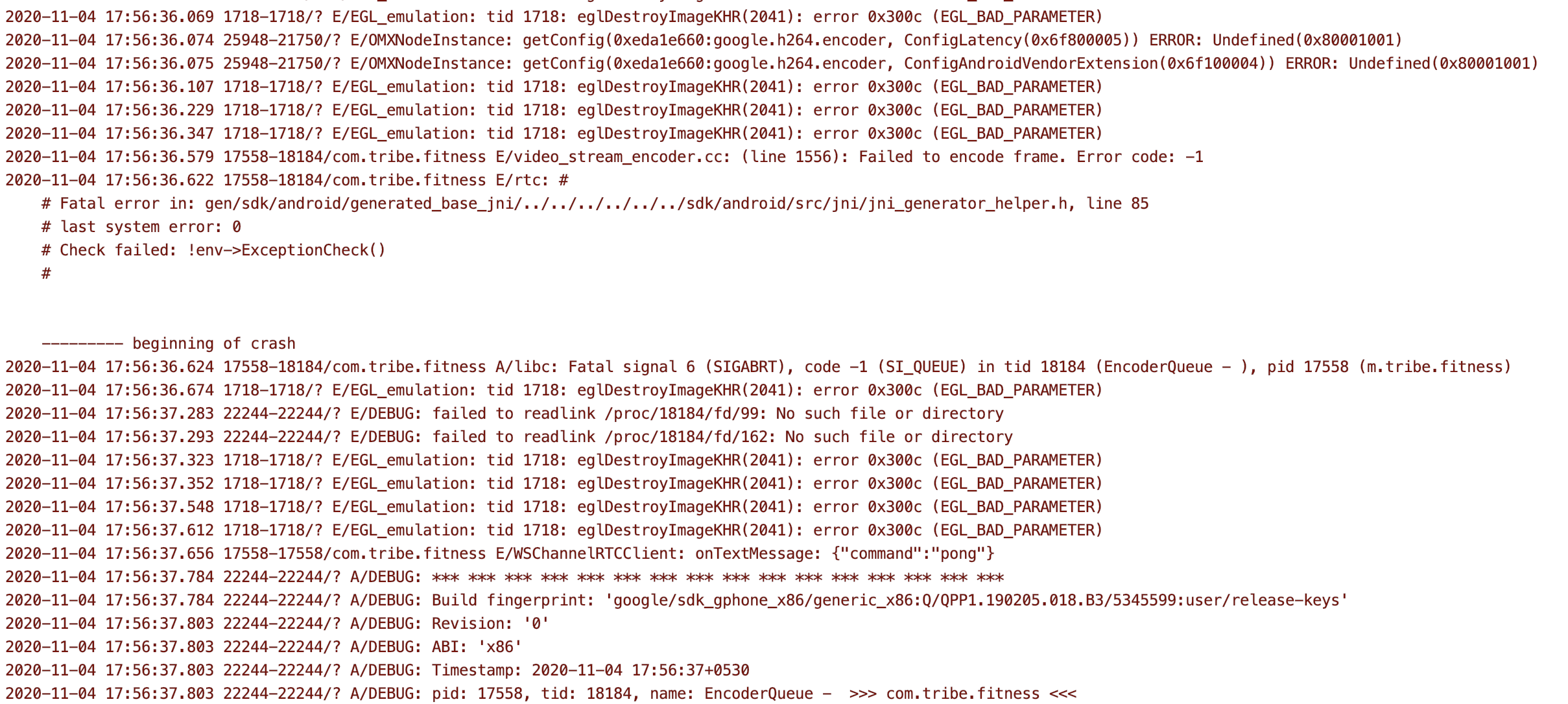 Android SDK is Crashing and Fatal error in: gen/sdk/android/generated ...