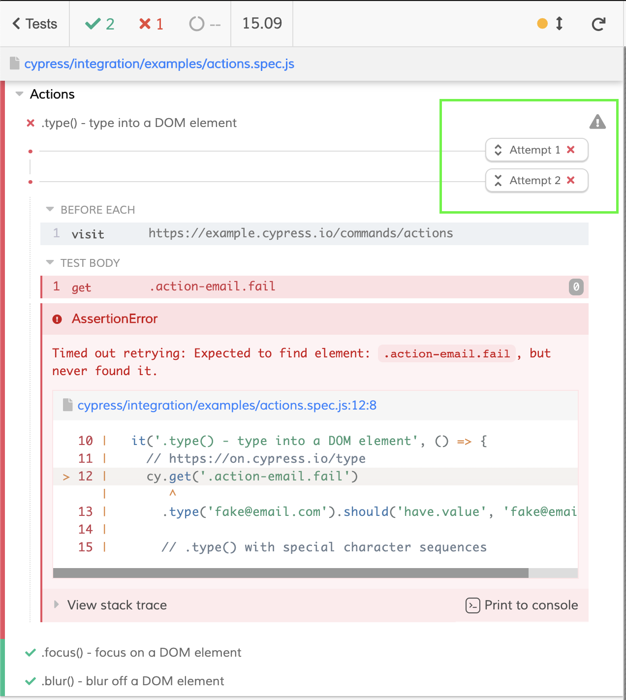 Cypress retries do not work when including reporter options · Issue ...