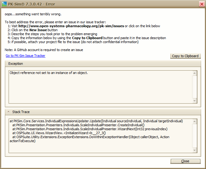 Exception error after Scale Individual to invalid body size · Issue ...