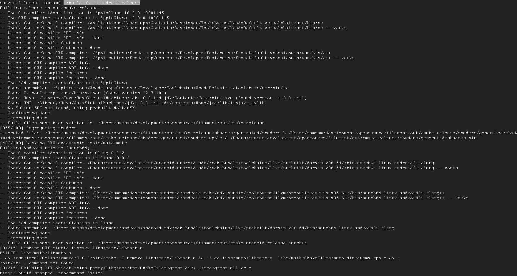 Building for Android on Mac fails · Issue #926 · google/filament · GitHub