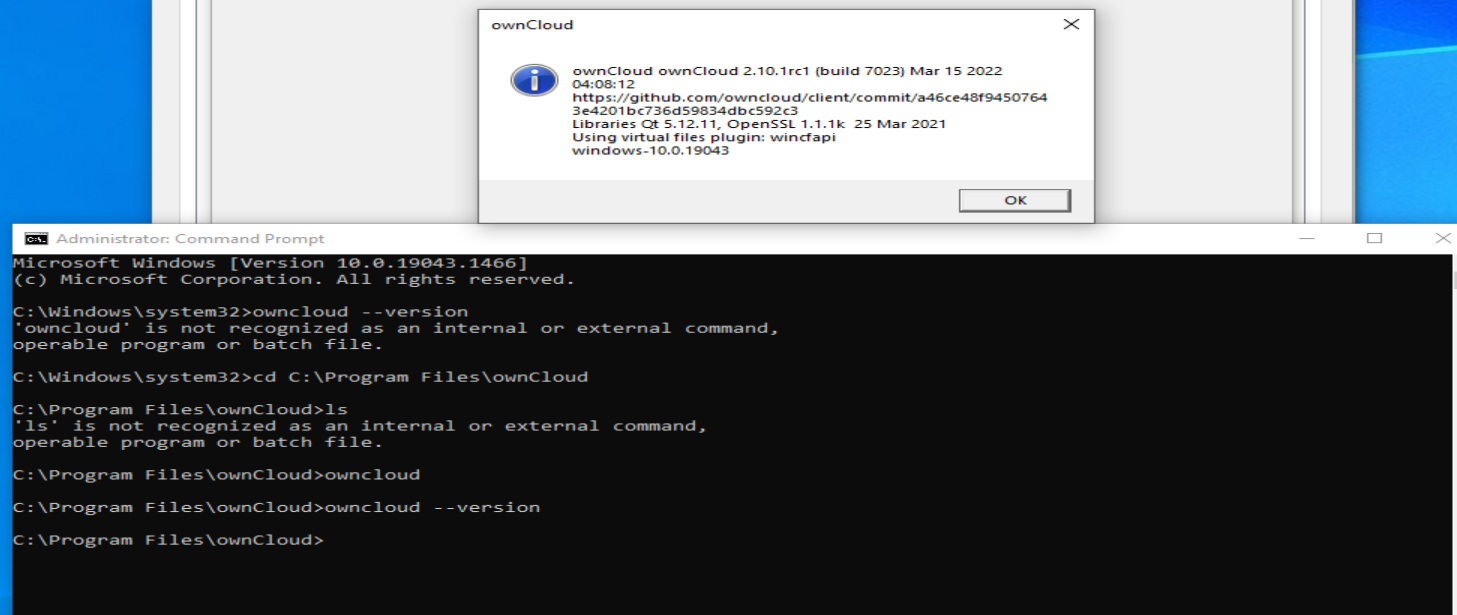 owncloud --version does not reports `Using virtual files plugin: suffix ...
