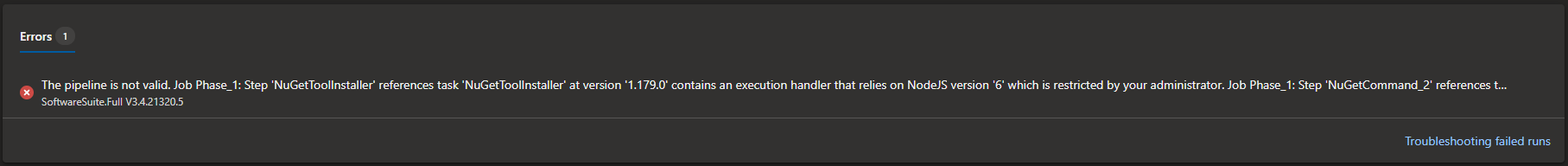 NuGetToolInstallerTask@1 relies on NodeJS 6 which is blocked · Issue ...
