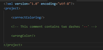 XML coloring breaks on certain comments · Issue #80763 · microsoft ...