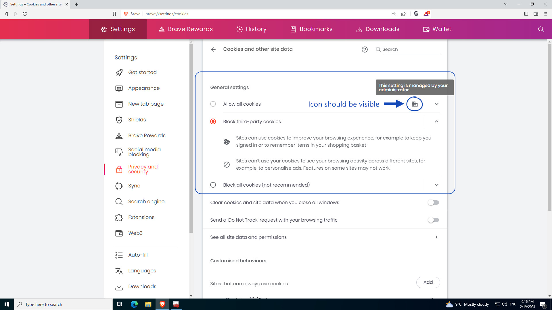 "Block Thirdparty Cookies" Group Policy not Showing that the Setting