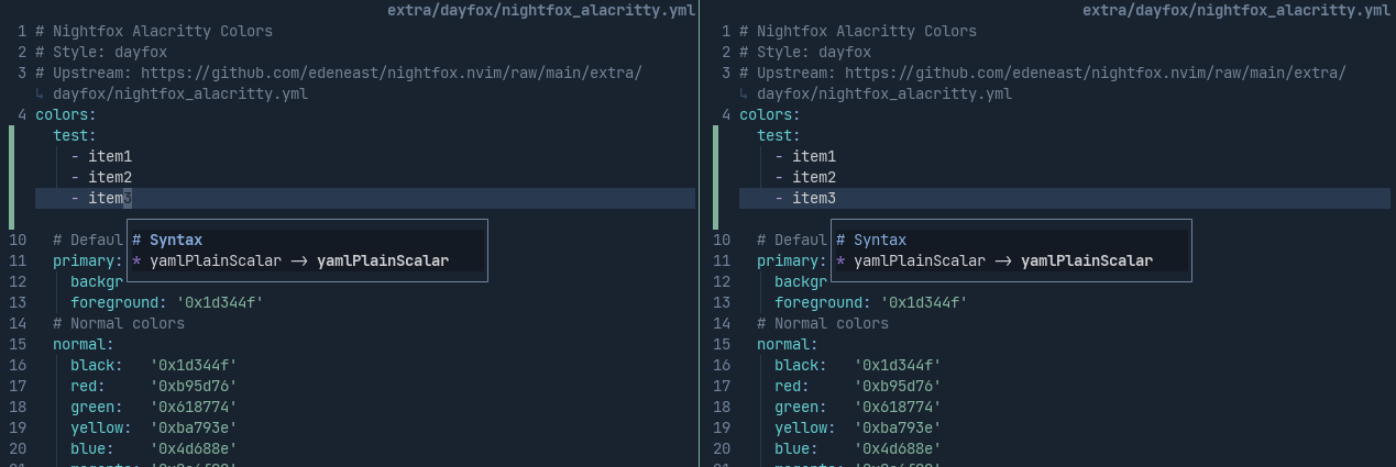 broken yaml syntax highlighting · Issue #262 · EdenEast/nightfox.nvim ...