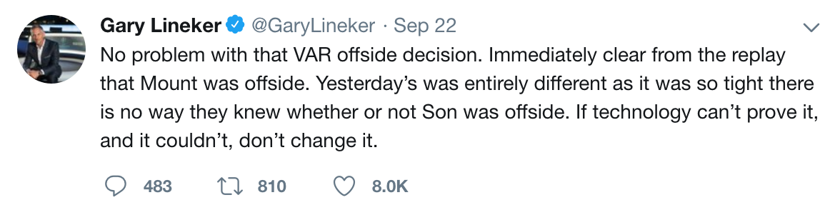 Lineker's tweet