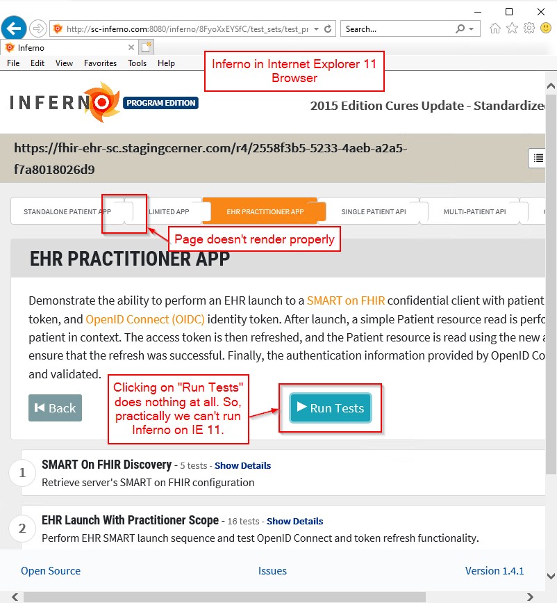 Support for IE 11 in EHR Launch Test (FI-1156) · Issue #235 · onc ...