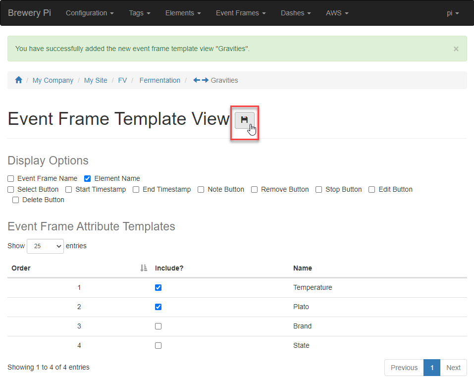 Creating and Using Event Frame Template Views · brewerypi brewerypi ...