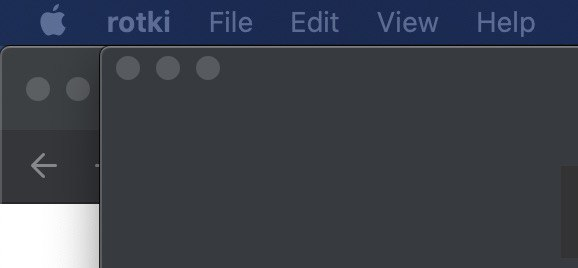 Rotki Application Menu on OSX does not show the