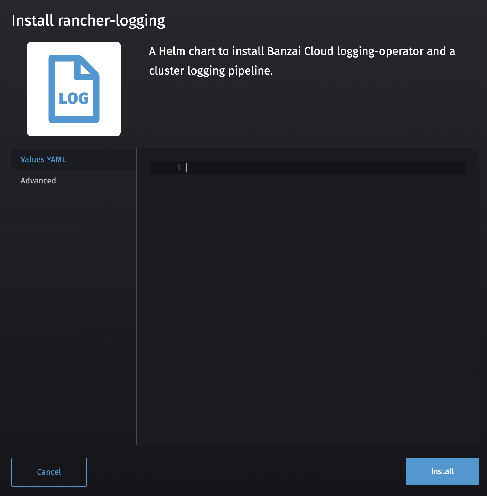 rancher-logging helm options UI not available in latest master · Issue ...