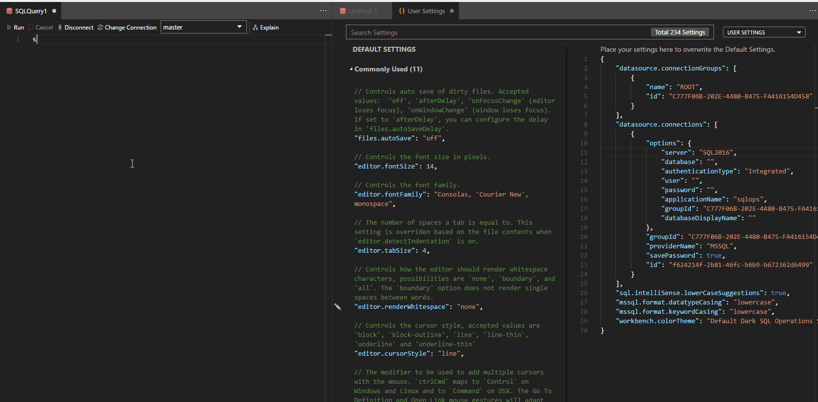 Setting sql.intelliSense.lowerCaseSuggestions to true has no effect ...