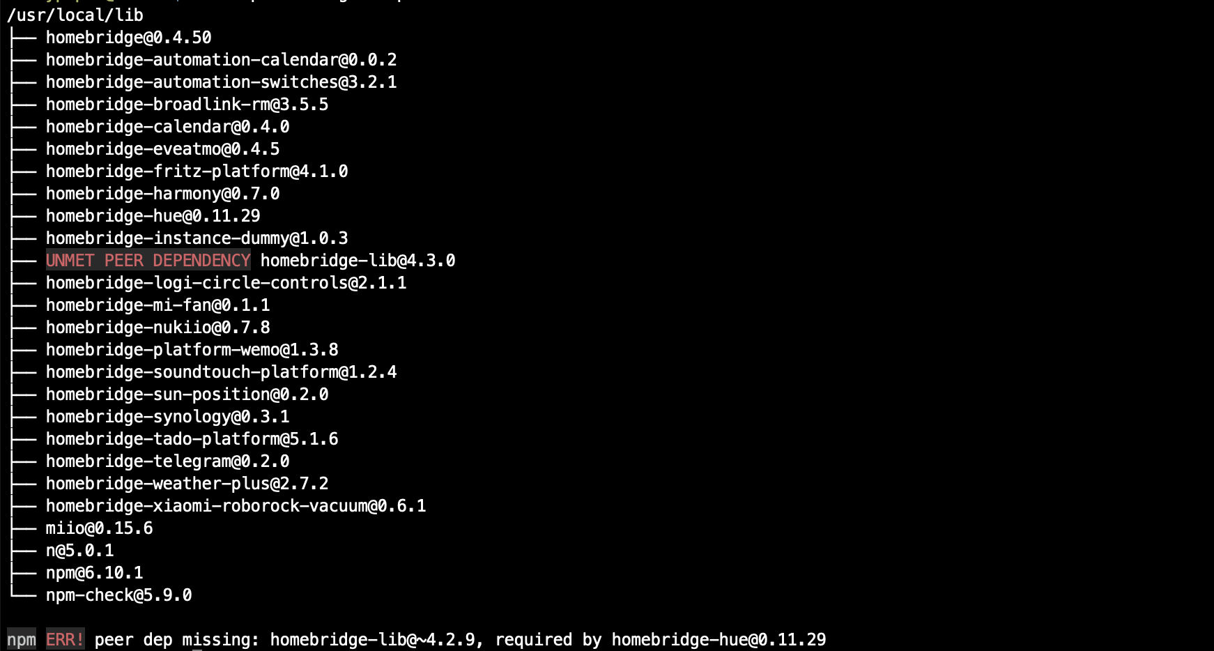 UNMET PEER DEPENDENCY · Issue #12 · ebaauw/homebridge-lib · GitHub