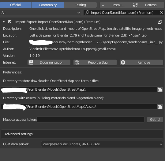 A valid directory for a Blender file with materials for buildings isn't ...