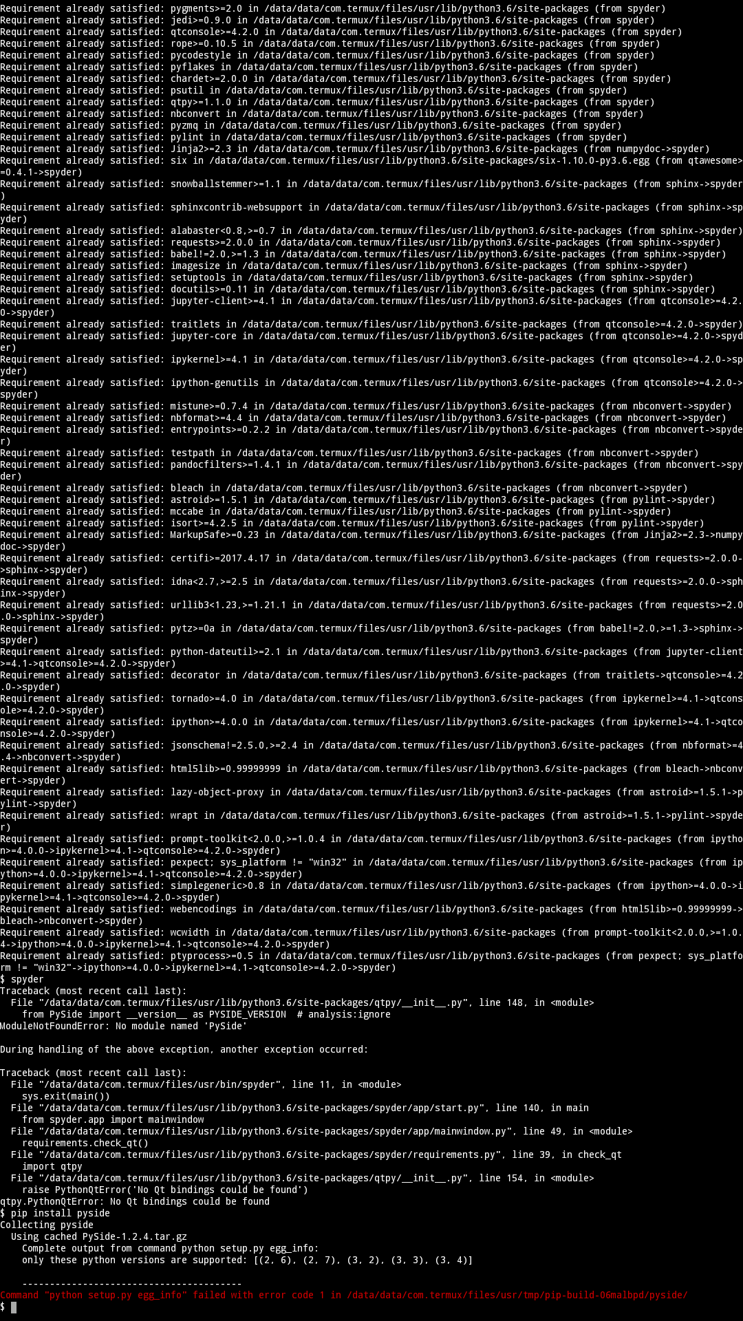 pip install spyder ERROR · Issue #1410 · termux/termux-packages · GitHub