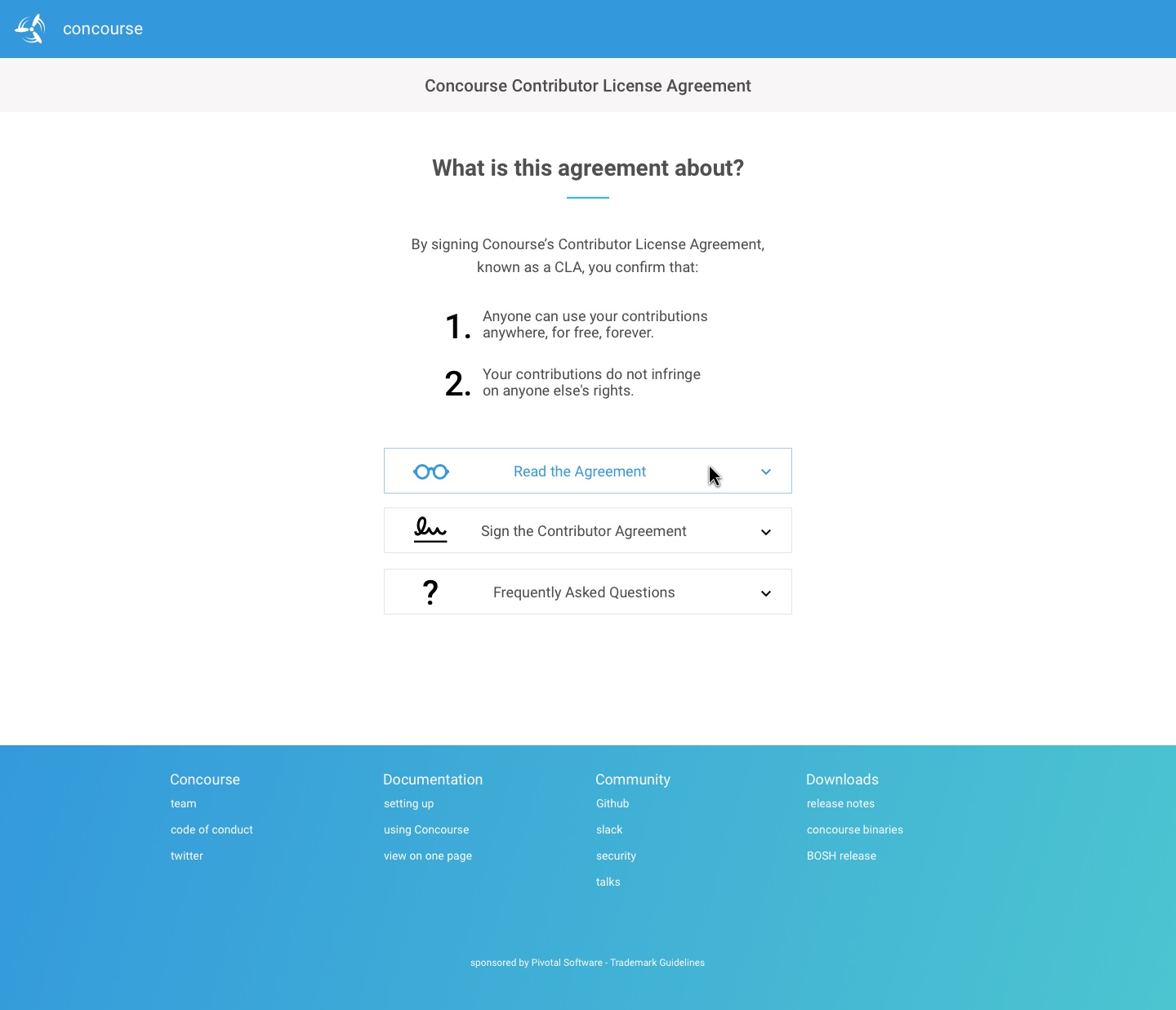 Contributor License Agreement (CLA) Redesign · Issue 1979 · concourse