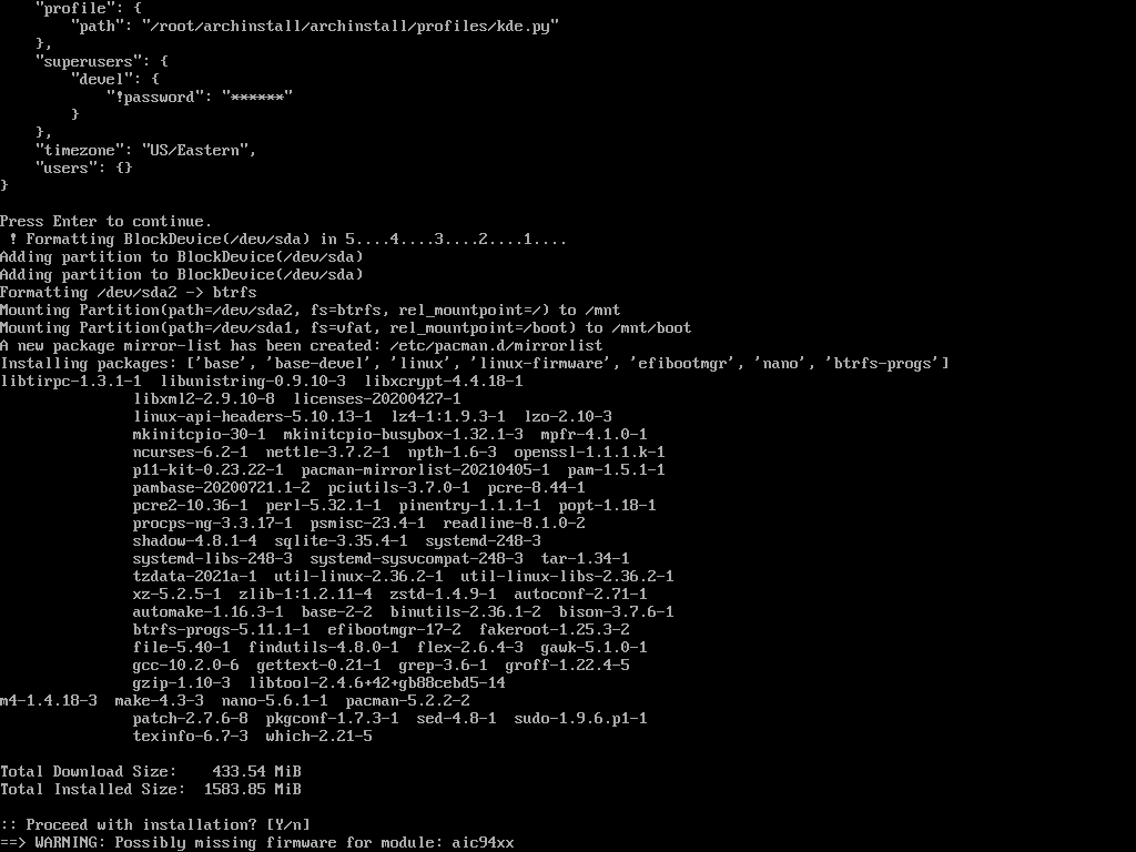 Output is kind of messy during installation when `.peak()` is used ...