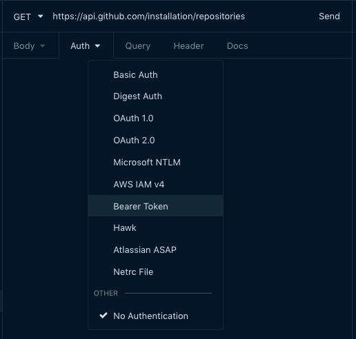 installation-repositories-bearer-token-higlight-option