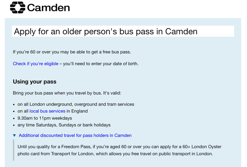 On the start page, users in London were looking for a ‘Freedom Pass