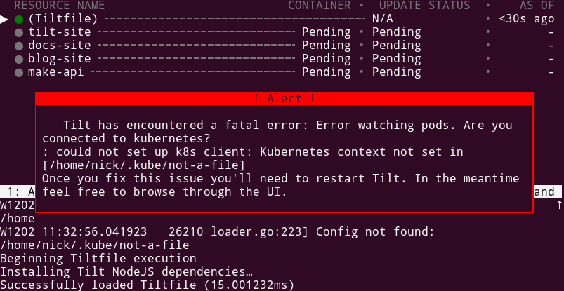 k8s: improve error message a little by nicks · Pull Request #2609 ...