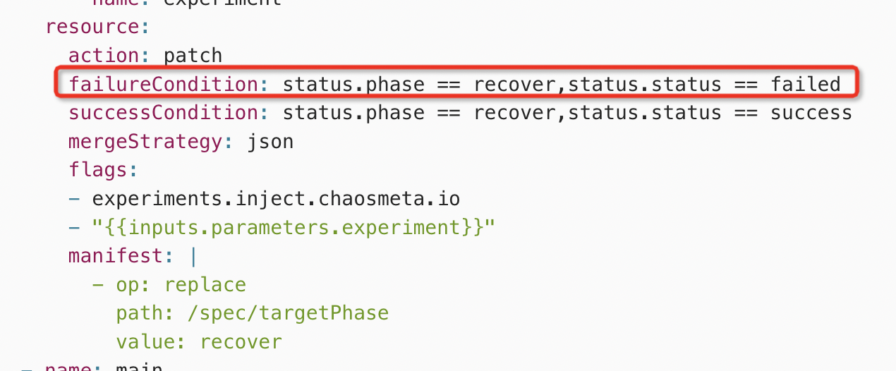 The condition judgment execution result of the failureCondition is ...
