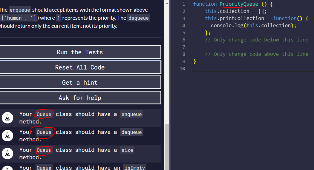 "Data Structures: Create a Priority Queue Class" test text naming ...