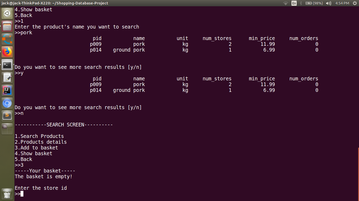 GitHub - xiacijie/Shopping-Database-Project: A project implemented by ...