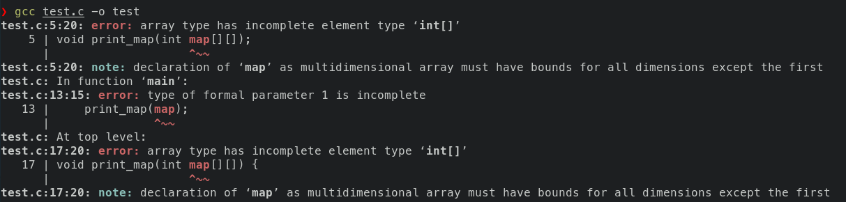 report multidimensional array bounds (incomplete type) errors better ...