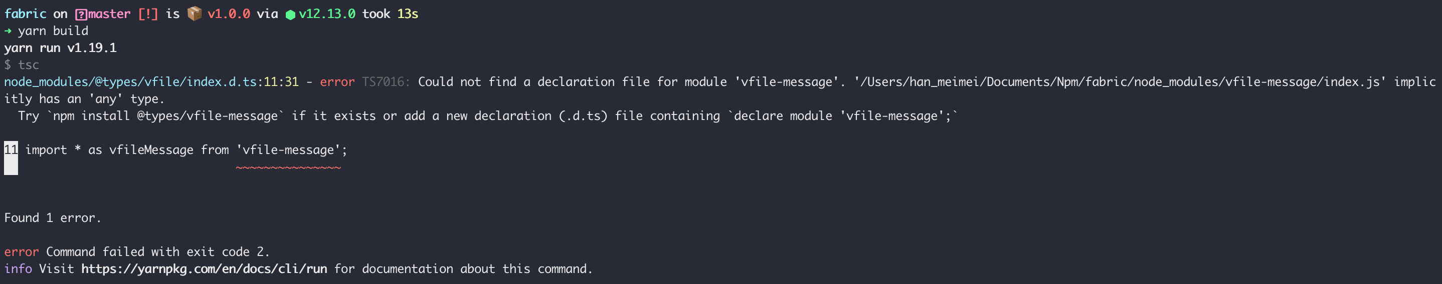 Could not find a declaration file for module 'vfile-message' · Issue ...
