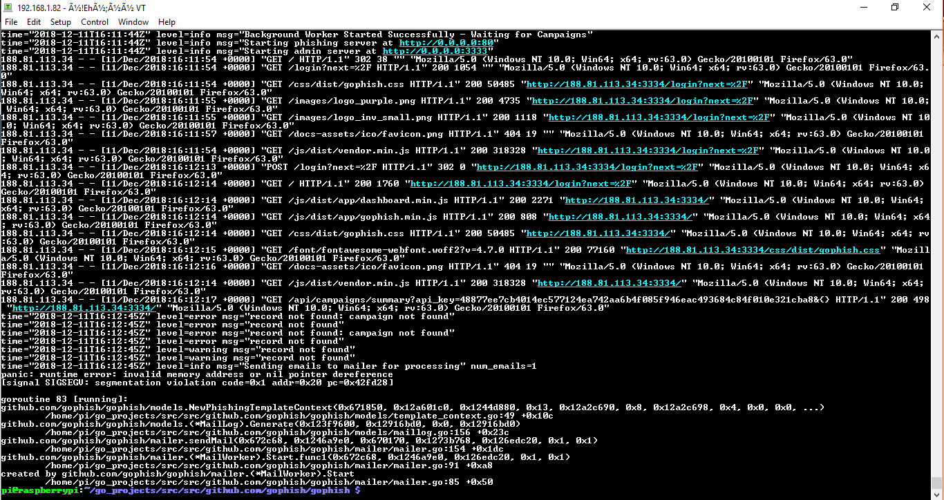 Invalid memory address or nil pointer dereference. Invalid memory address or nil pointer dereference