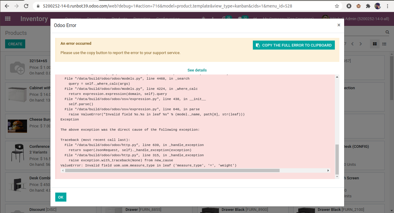 Error after deleting the Weight and Litre from UOM Categories · Issue ...