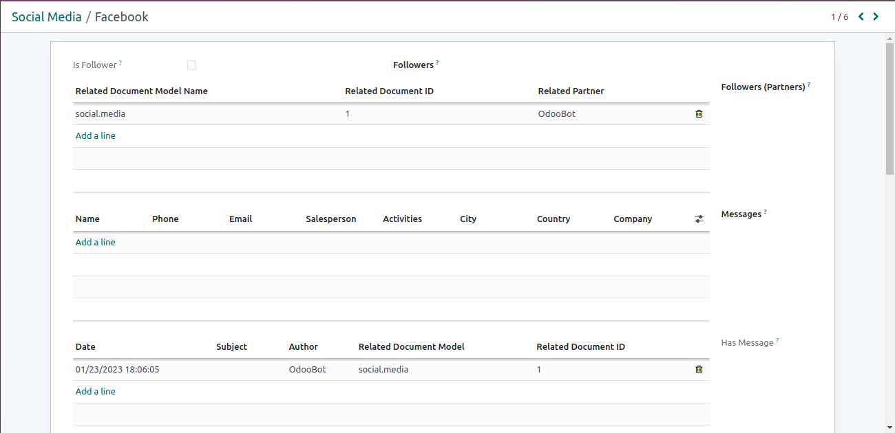 Screenshot from 2023-01-23 19-36
Original PR description
before this commit on clicking the kanban of social.media model, it opens the form view of social.media model, and as a form view is not added for the model, it currently opens a odoo defined form view. Social Marketing --> Configuration -> Social Media after this commit, the kanban will not be clickable as in the previous versions. introduced by: https://github.com/odoo/enterprise/commit/3d5450231857fa8a660b33f60112e888ed27bf52 opened form view: ![Screenshot from 2023-01-23 19-36-00