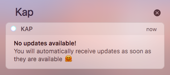 kap no updates available notification
