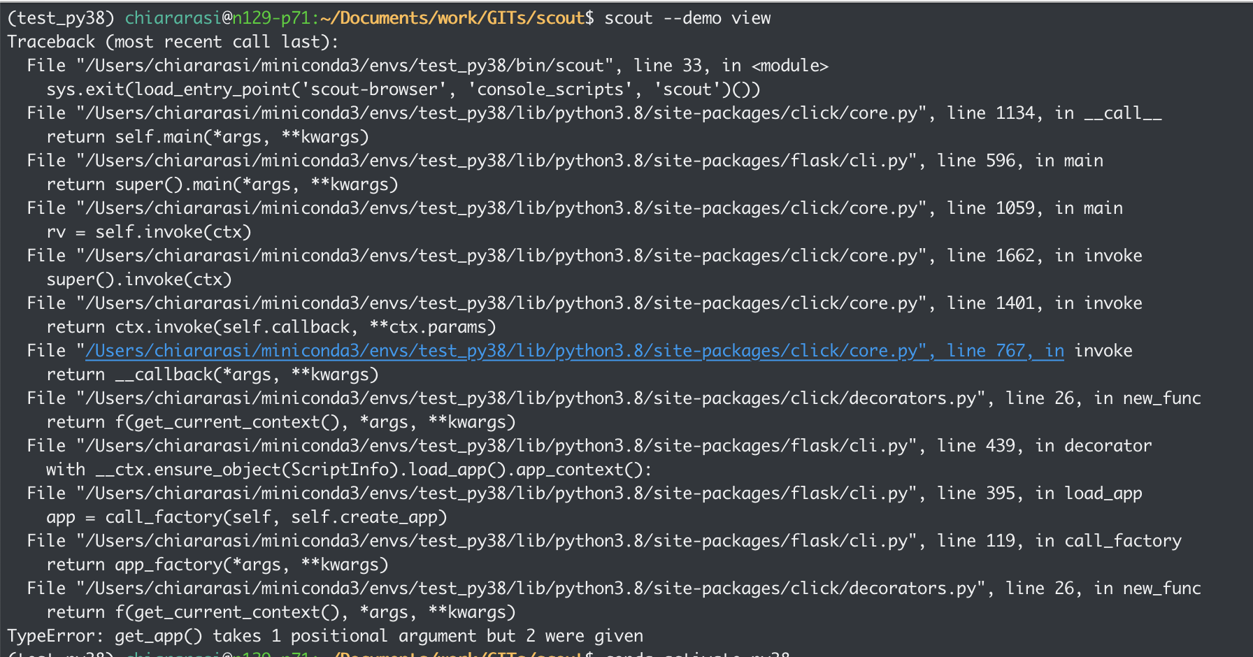 Passing script_info to app factory functions is deprecated after Flask