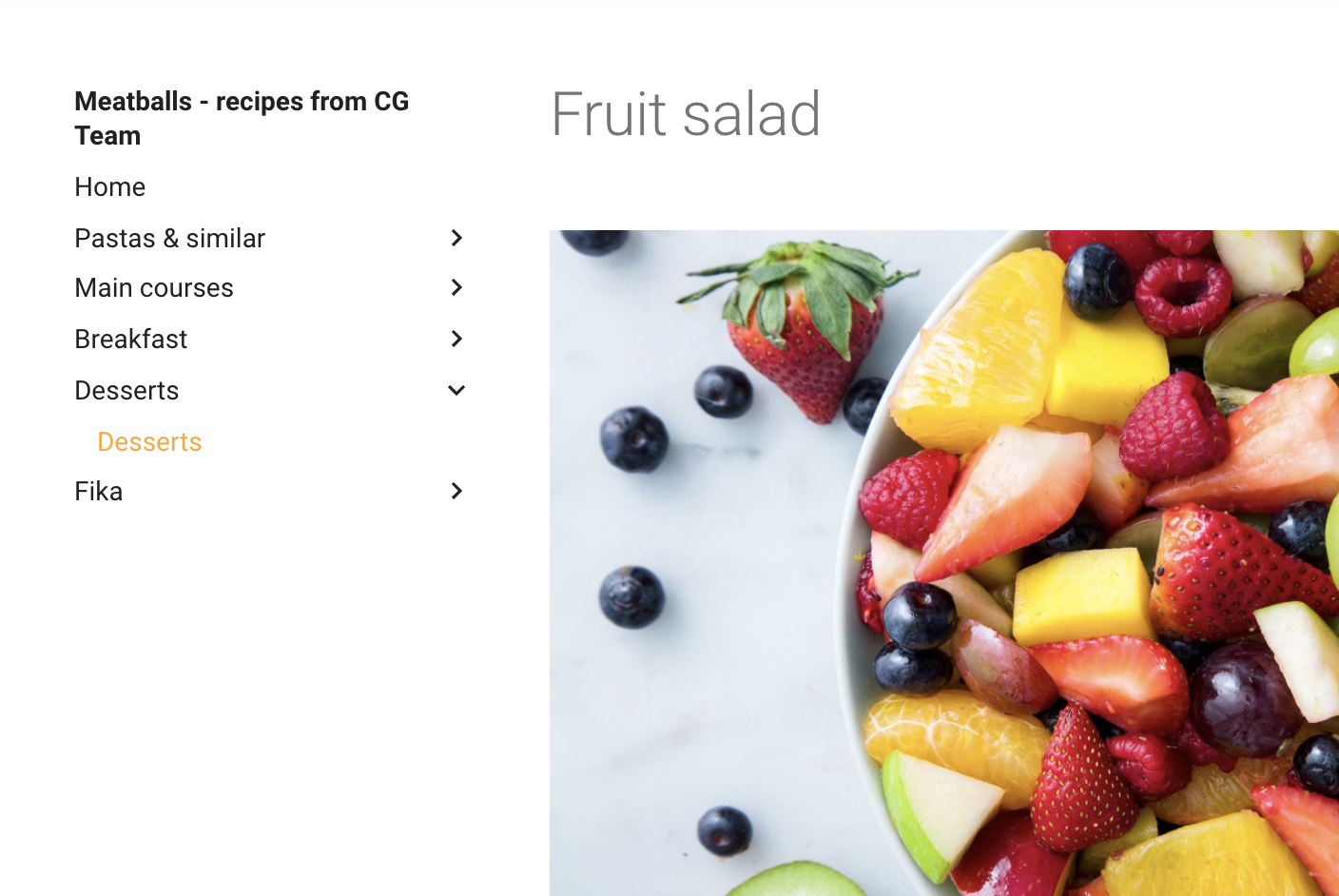 Fruit salad is named "Desserts" in the side menu · Issue #41 · Clinical ...