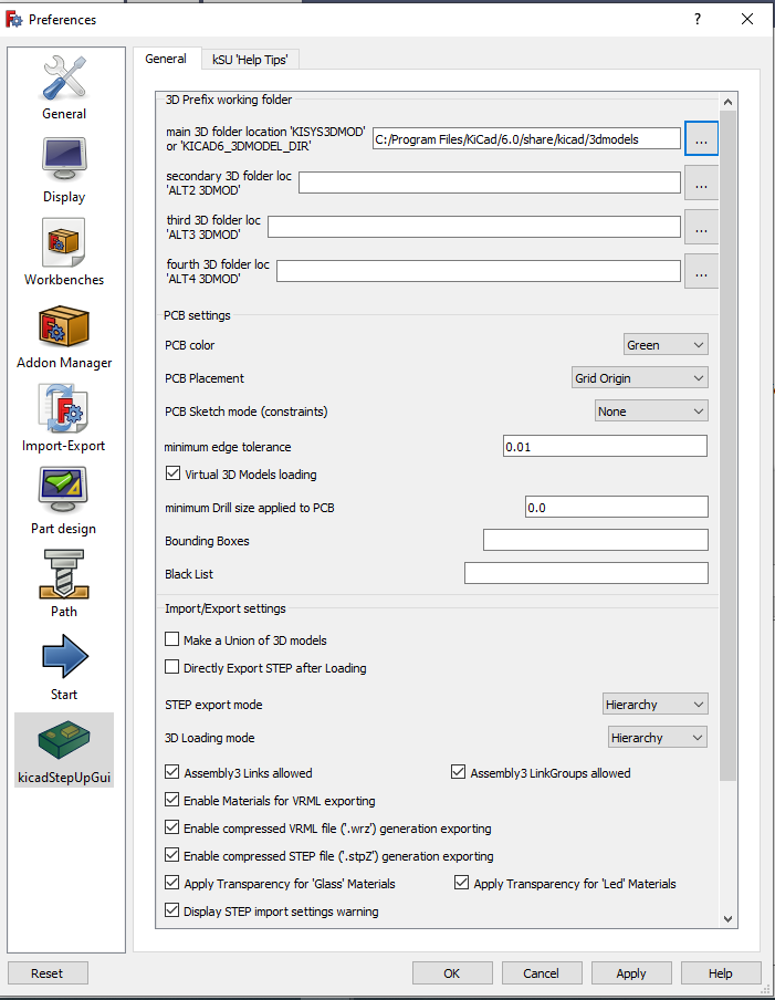FreeCAD 0.20.29177 (Git), design KiCAD Version: (6.0.7), release build ...