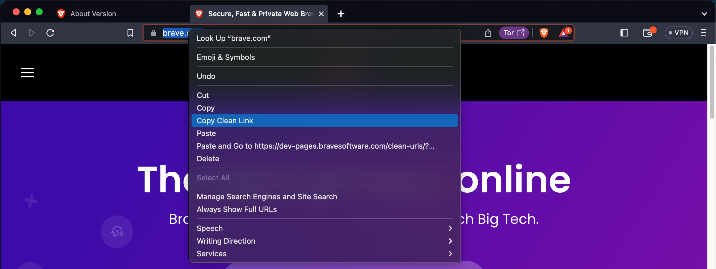 "Copy clean link" doesn't display in share menu in certain cases ...
