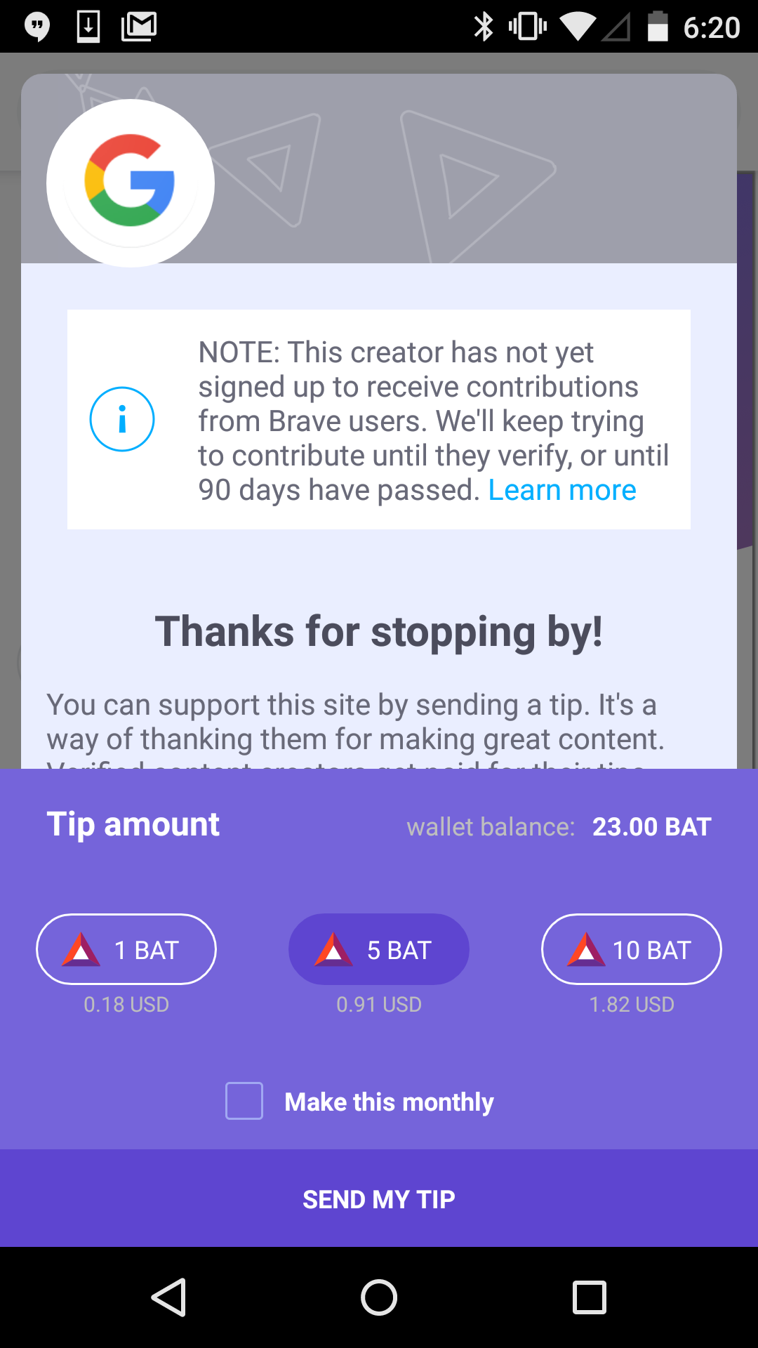 Tip Banner Does Not Display Site Name Issue 1267 Brave