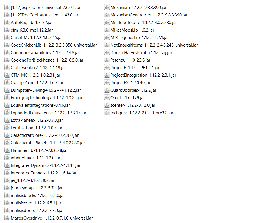 mod list for Extra Planets bug report