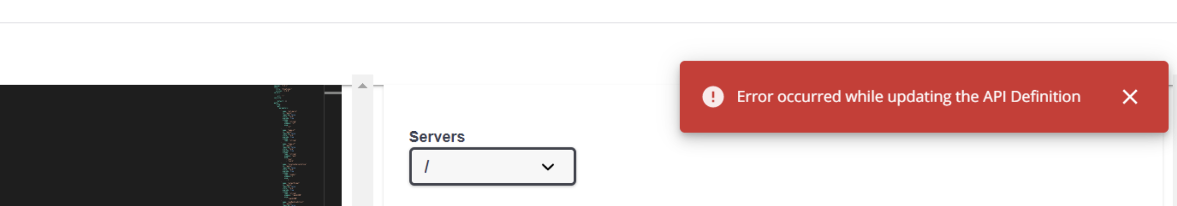 Improve the UI Error messages when doing changes to the API definition ...