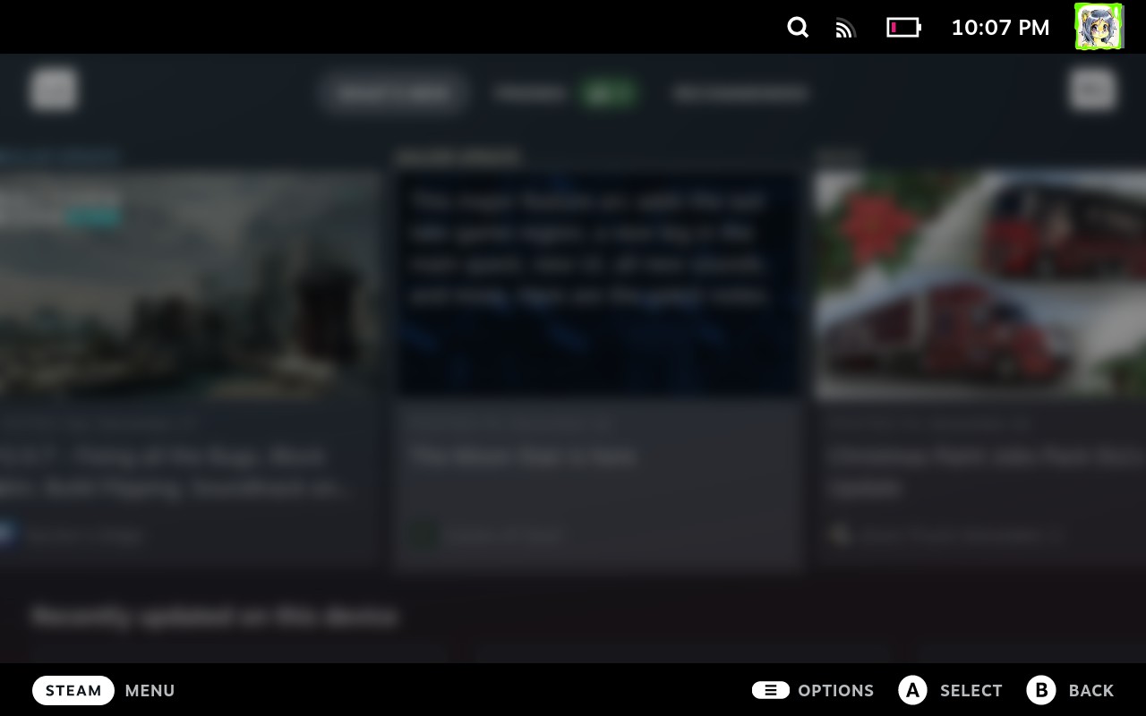 Screenshot of the Steam Deck UI but the whole thing is blurred for no apparent reason Screenshot of the Steam Deck UI but the whole thing is blurred for no apparent reason
