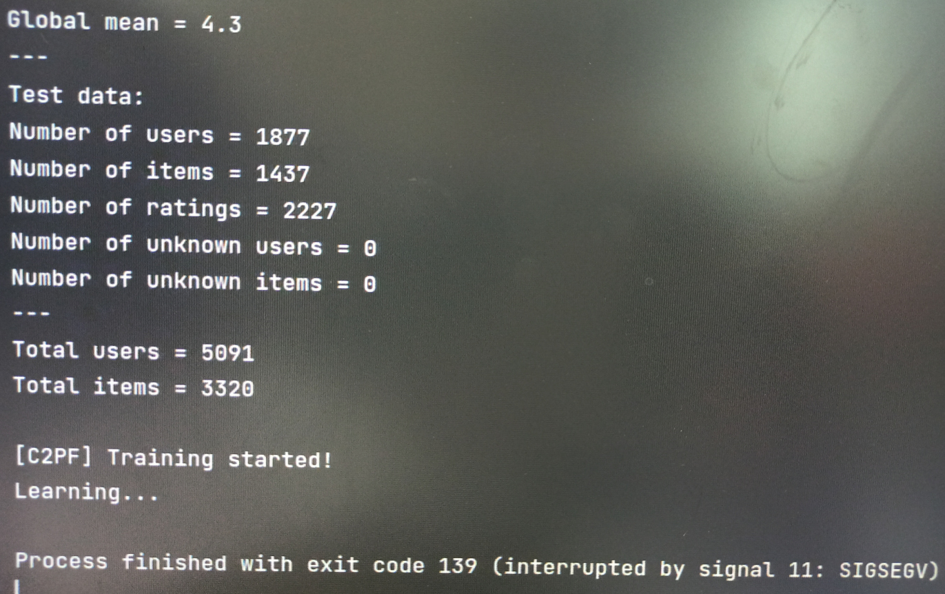 Process finished with exit code 139 (interrupted by signal 11: SIGSEGV ...